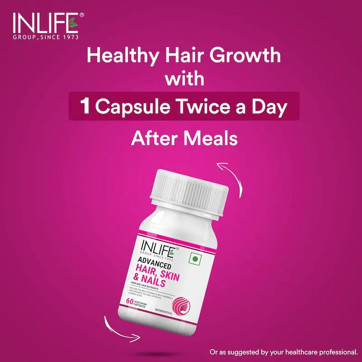 INLIFE Advanced Hair Skin & Nails Supplement with Biotin, Multivitamin Minerals Amino Acids