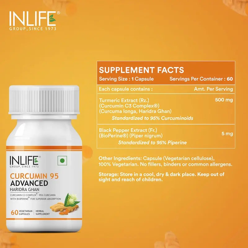 INLIFE Curcumin C3 Complex (95% Curcuminoids) & BioPerine Supplement