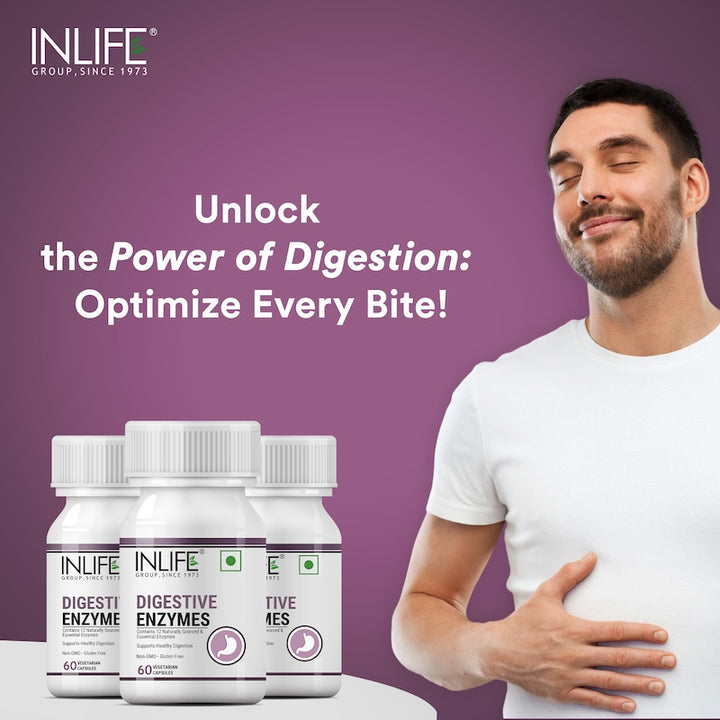 INLIFE Digestive Enzymes Supplement | Contains 12 Naturally Sourced & Essential Enzymes | Supports Healthy Digestion