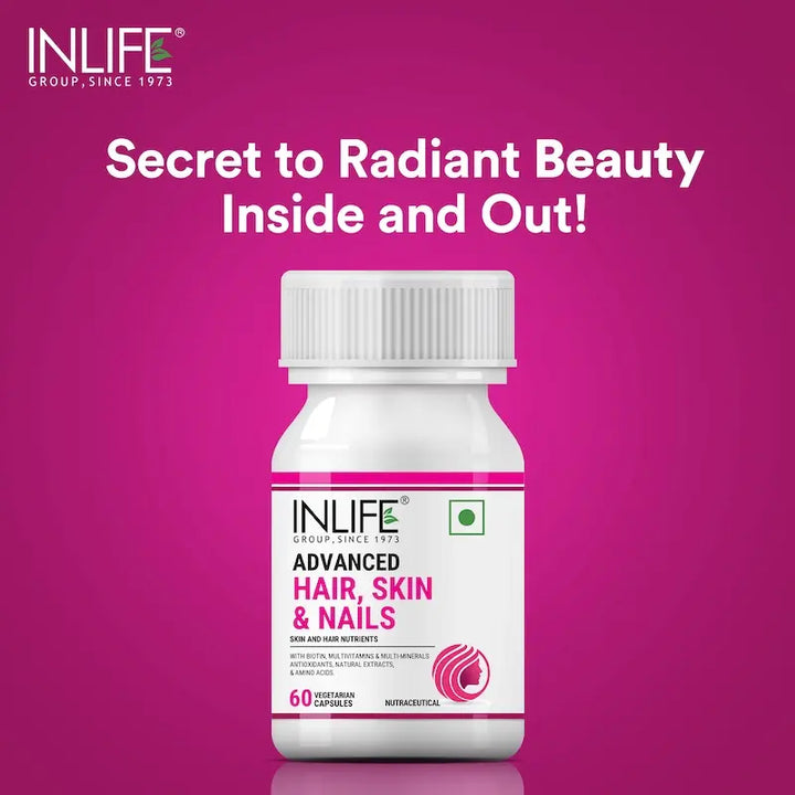 INLIFE Advanced Hair Skin & Nails Supplement with Biotin, Multivitamin Minerals Amino Acids