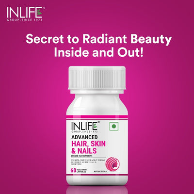 INLIFE Advanced Hair Skin & Nails Supplement with Biotin, Multivitamin Minerals Amino Acids