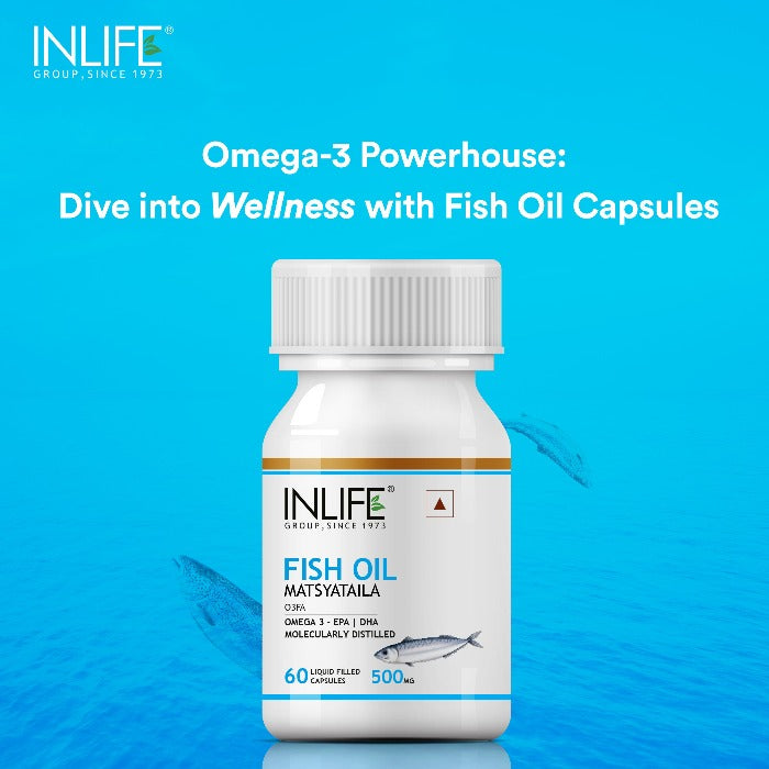INLIFE Fish Oil Omega 3 EPA 180mg DHA 120mg, 500mg