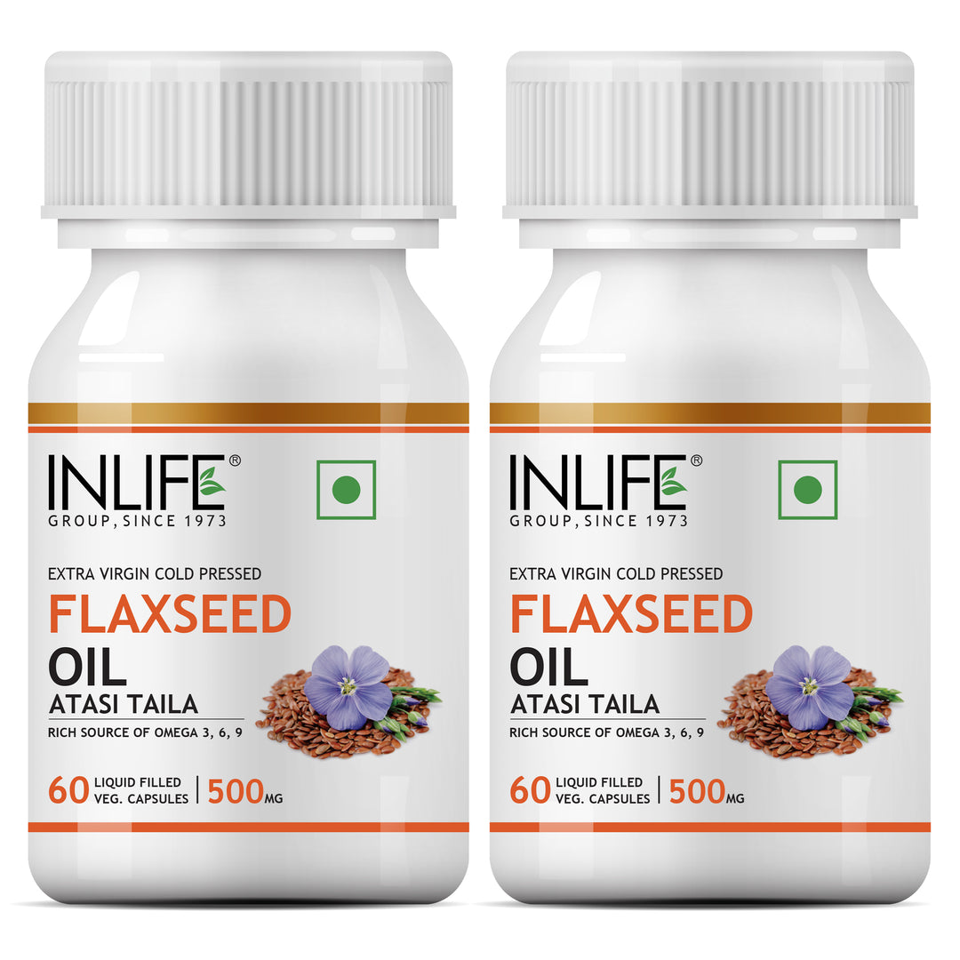 INLIFE Flaxseed Oil, Omega 3 6 9 Supplement, Extra Virgin Cold Pressed 500 mg