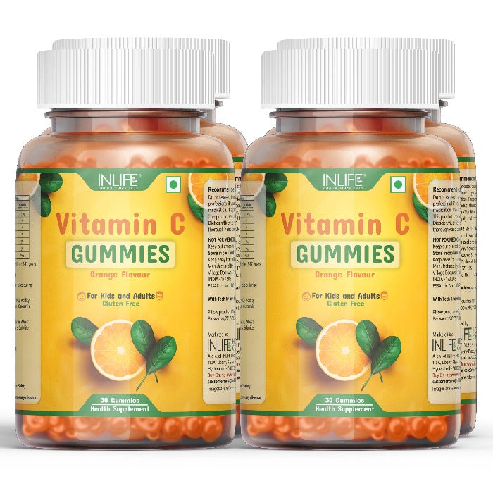 INLIFE Vitamin C Gummies for Kids Teens Men & Women, Immunity Booster, Antioxidant, Skin & Hair Care, Collagen Builder  (Orange)