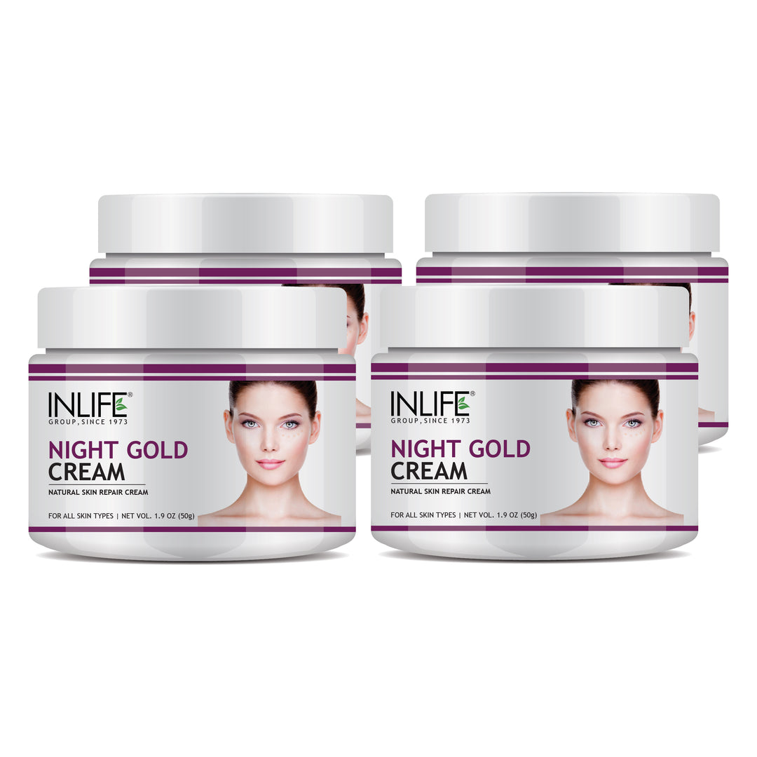 INLIFE Natural Night Gold Cream, Skin Repair, Anti Aging, 50g