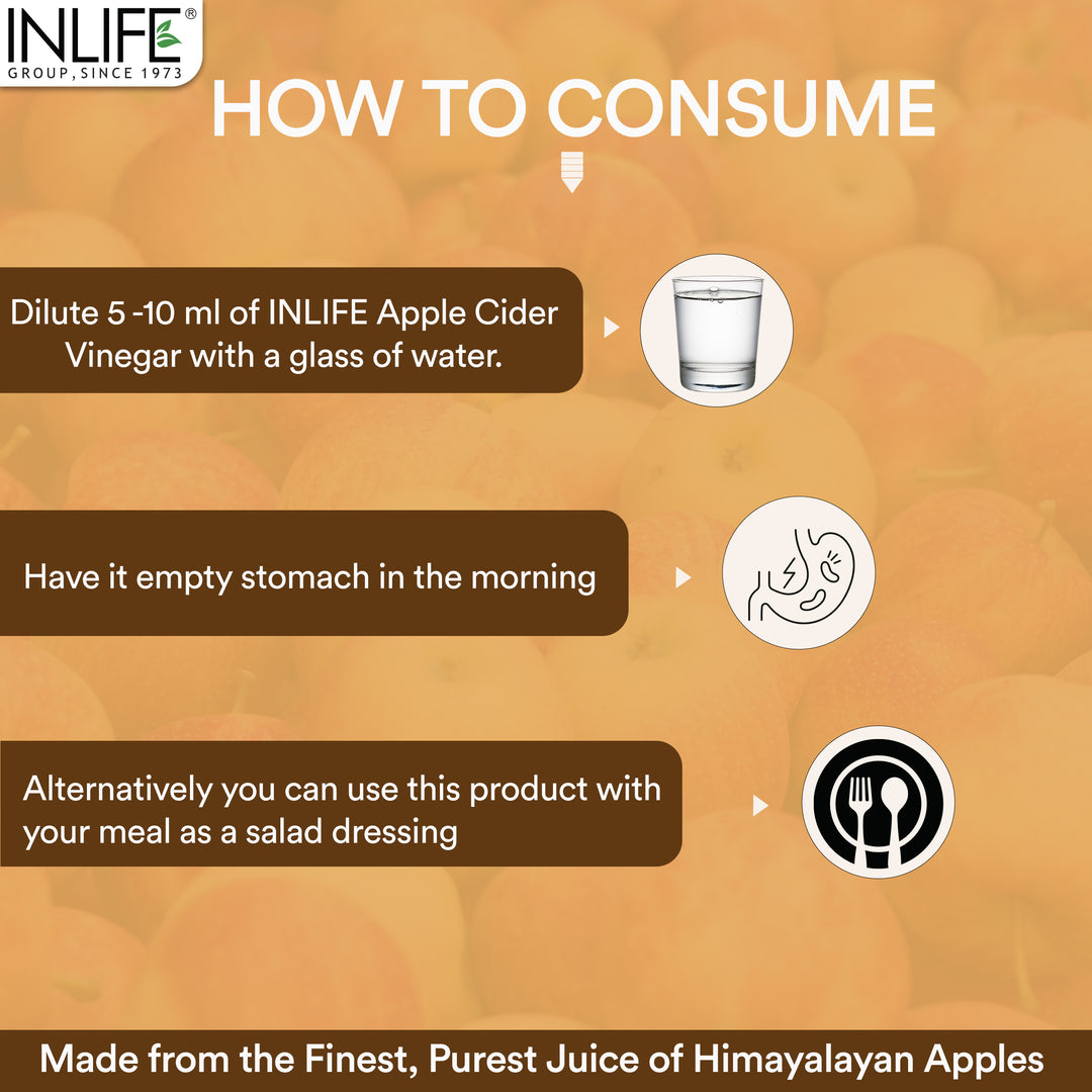 INLIFE Apple Cider Vinegar with Garlic Ginger Lemon Honey & Mother of Vinegar Raw Unfiltered Unpasteurized - 500 ml