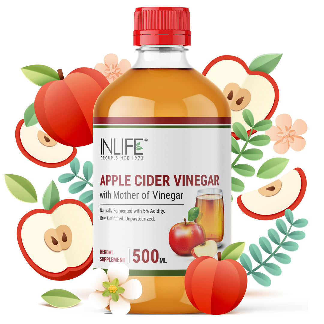 INLIFE Apple Cider Vinegar with Mother Vinegar, Raw, Unfiltered, Unpasteurized Health Supplement - 500 ml