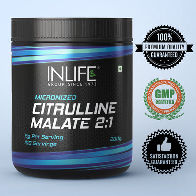 INLIFE Micronized Citrulline Malate Powder 2:1 Supplement - 200 grams (Unflavoured)