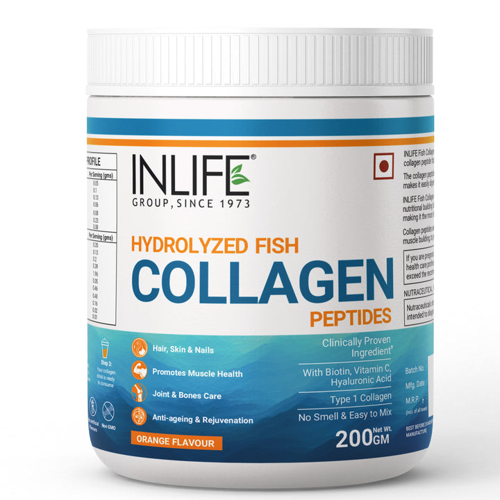 INLIFE Hydrolyzed Marine Fish Collagen, Clinically Proven Ingredient Supplement (200g)