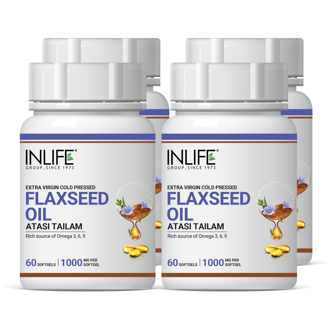 INLIFE Flaxseed Oil 1000mg Capsule Omega 3 6 9 Extra Virgin Cold Pressed Oil