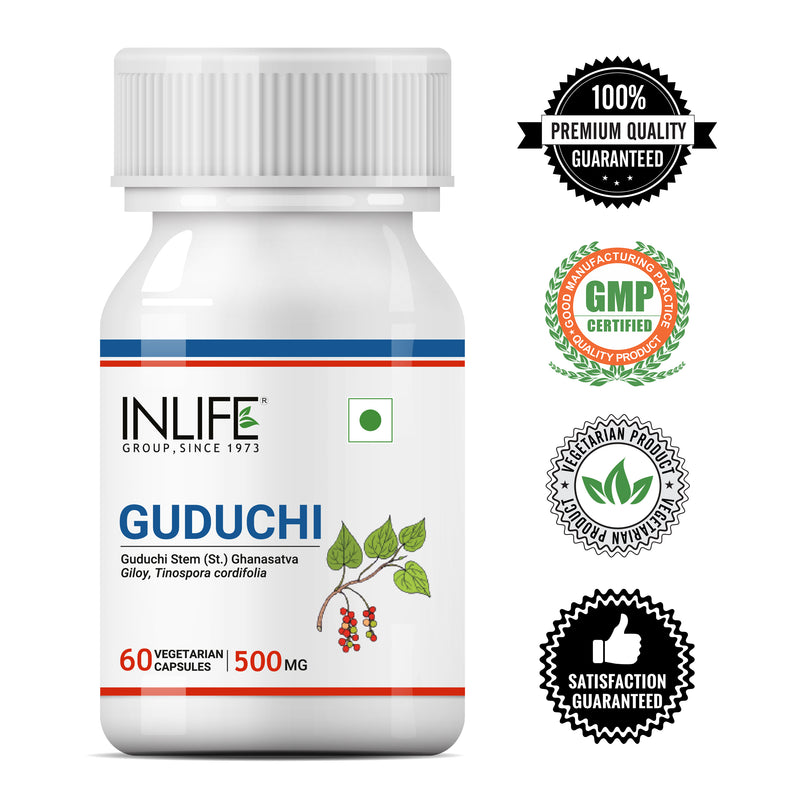 INLIFE Guduchi Giloy (Tinospora Cordifolia) Stem Extract Supplement, 500mg