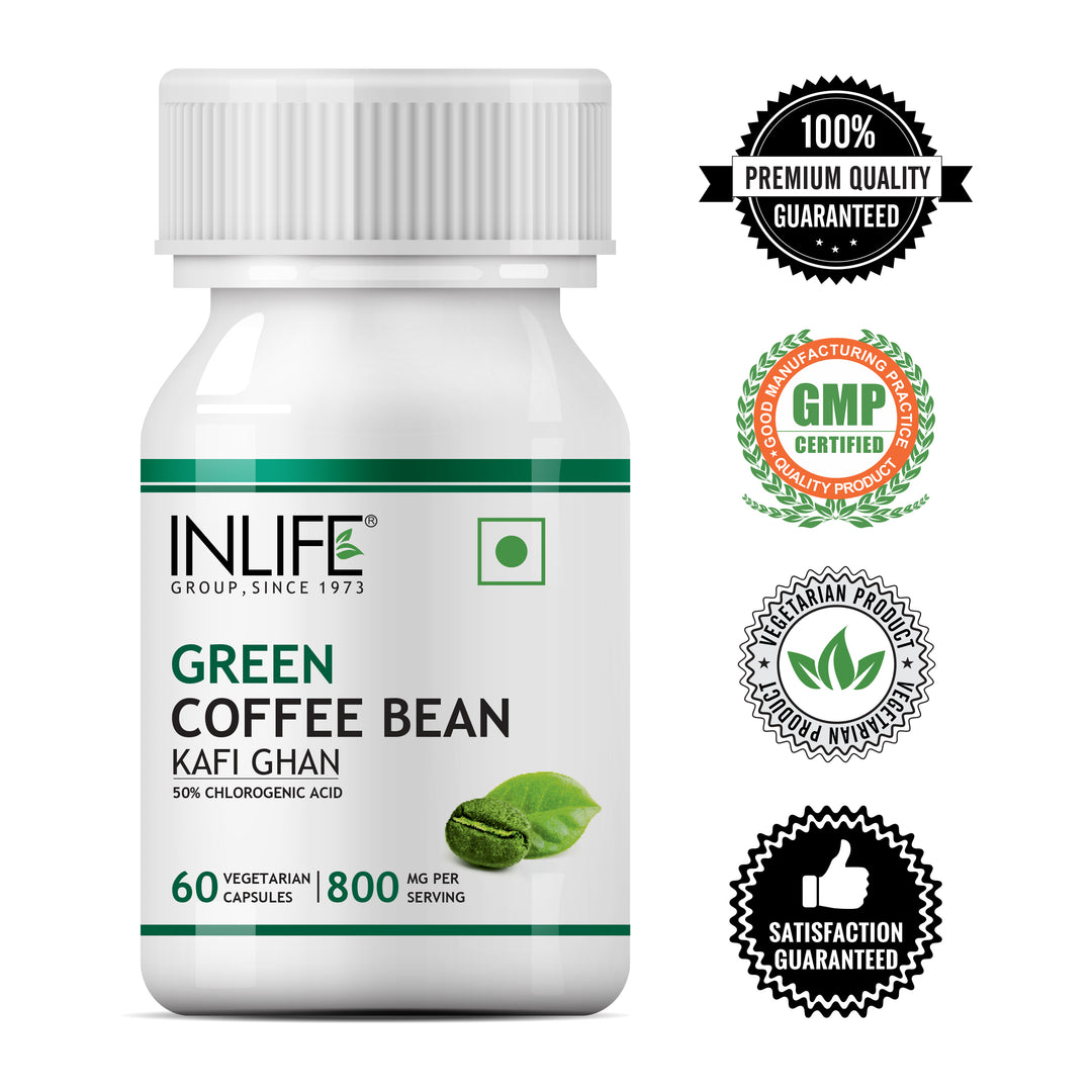 INLIFE Green Coffee Bean Extract (50% Chlorogenic Acid), 800 mg