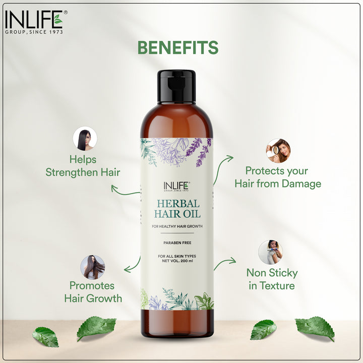 INLIFE Herbal Hair Oil For Deep Nourishment, Paraben Free, 200ml