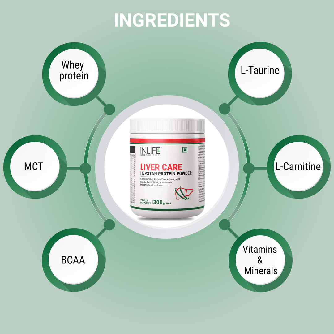 INLIFE Hepstan Liver Care Support Protein Powder Supplement - 300 Grams (Vanilla)