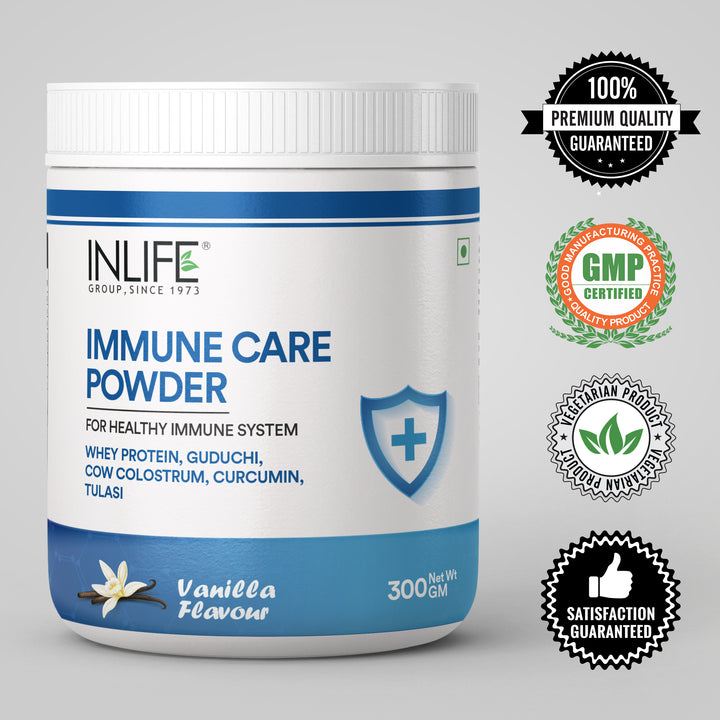 INLIFE Immunity Booster Protein Powder, Whey Protein with Ayurvedic Herbs - 300 g (Vanilla)