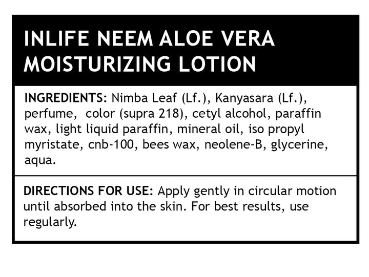 INLIFE Natural Aloe Vera Neem Moisturizing Face Lotion, Paraben Free, 200ml