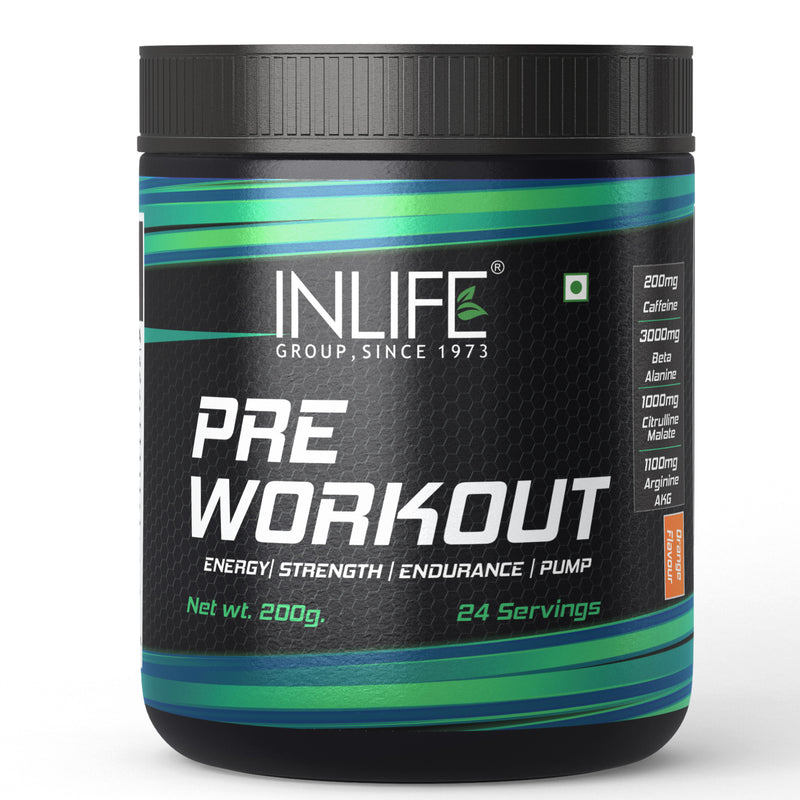 INLIFE Pre Workout Supplement, 200g (24 Servings, Orange)