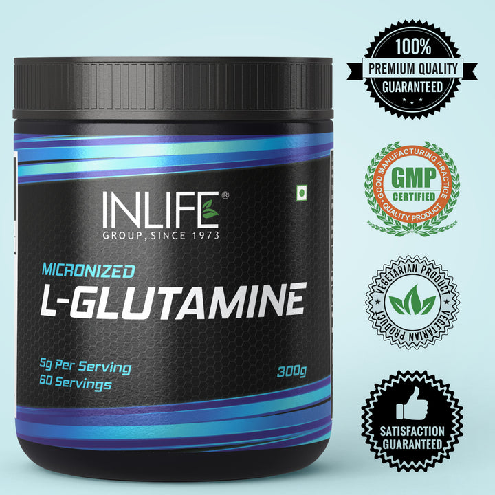 INLIFE Micronized L - Glutamine Powder Supplement - 300 grams (Unflavoured)
