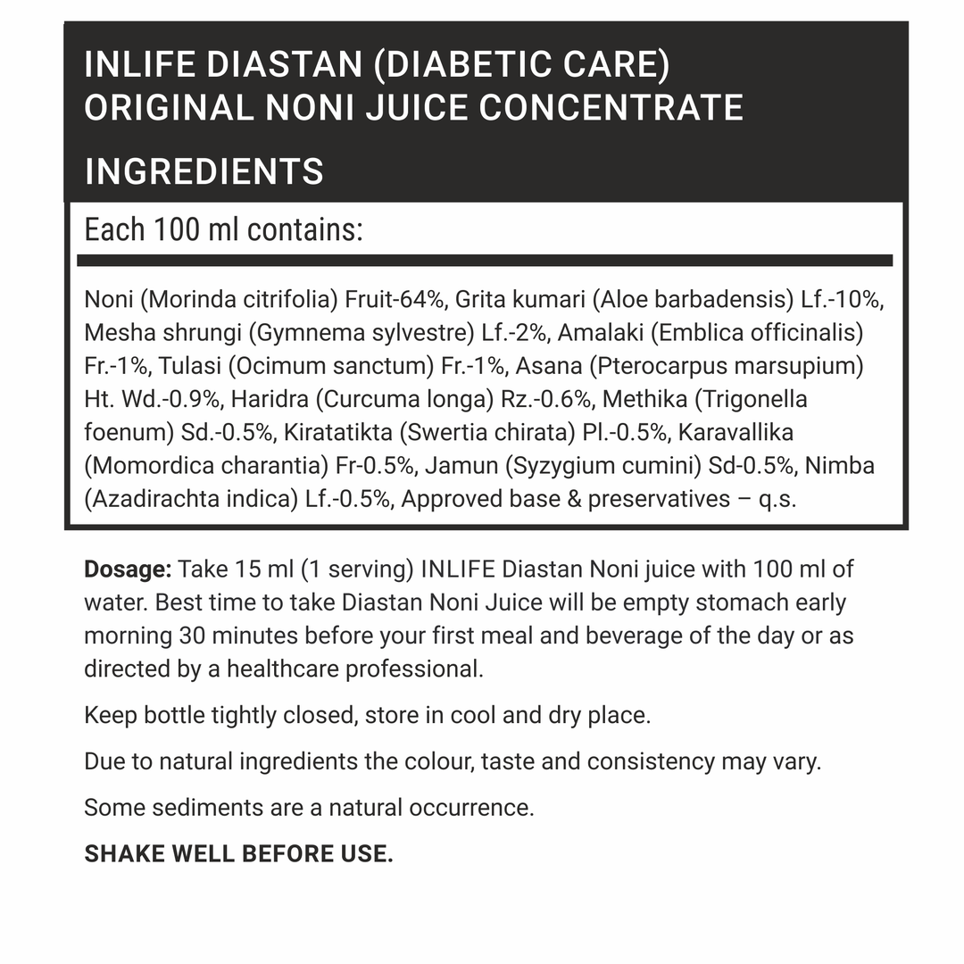 INLIFE Diastan Noni Juice Concentratefor Diabetic Care - 1 Litre