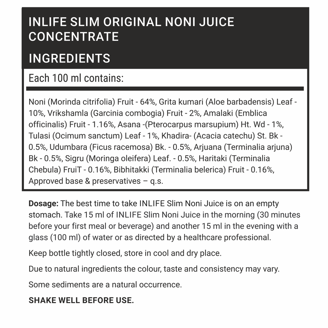 INLIFE Slimming Noni Juice Concentrate, Premium Weight Management Supplement - 1 Litre