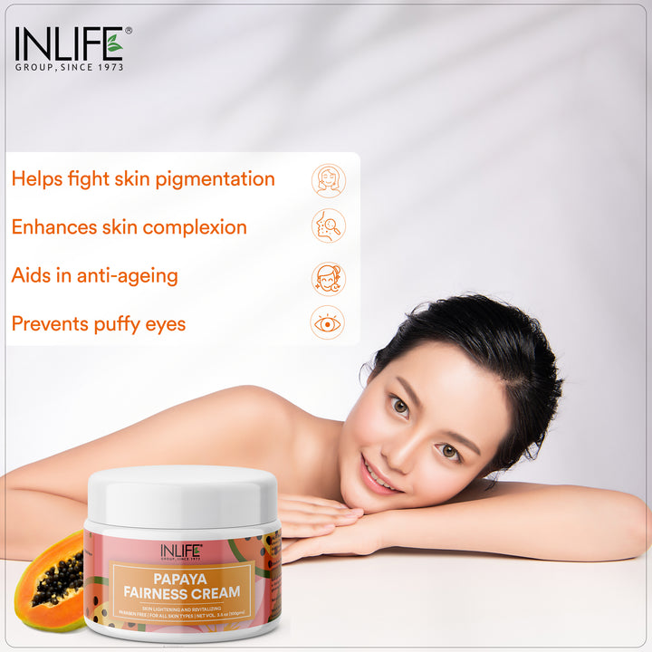 INLIFE Natural Papaya Cream, Moisturizer for both Men & Women, 100g