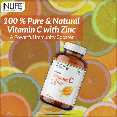 INLIFE Natural Vitamin C Amla Extract 1000mg with Zinc 10mg Supplement