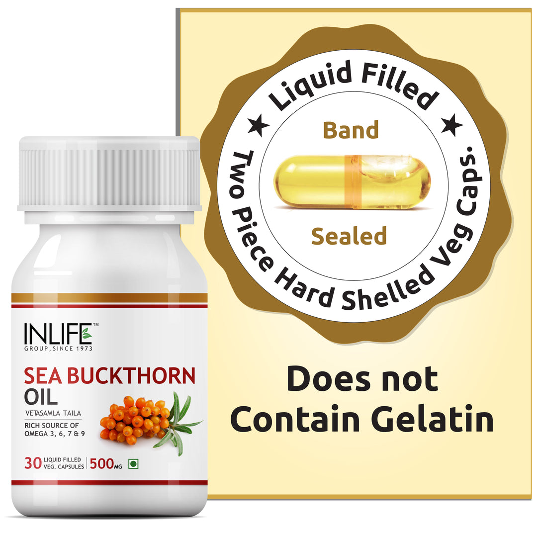 INLIFE Sea Buckthorn Seed Oil, Omega 3 6 7 9 Supplement, 500mg