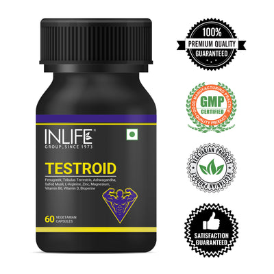 INLIFE Testroid Testosterone Supplement for Men - 60 Vegetarian Capsules