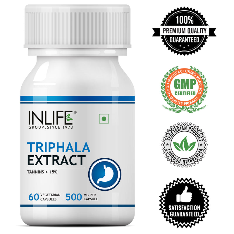 INLIFE Triphala Extract (Tannins > 15%) Amlaki, Haritaki and Bibhitaki, 500 mg