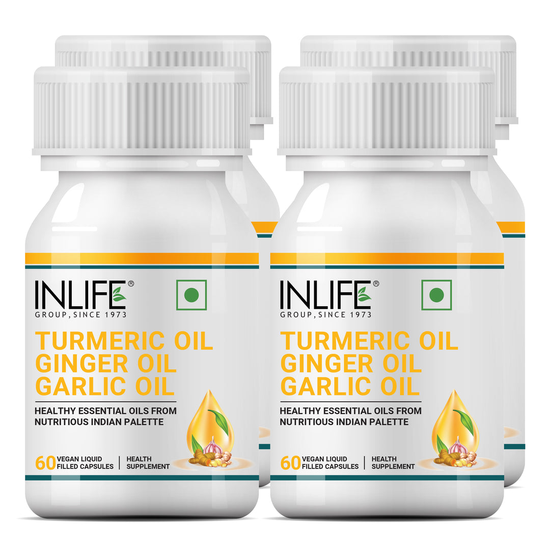 INLIFE Turmeric Oil Ginger Oil Garlic Oil Capsule, Immunity Booster Supplement