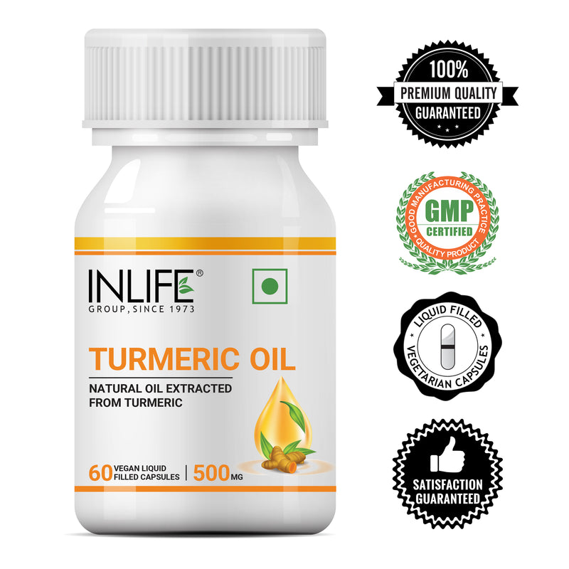 INLIFE Turmeric Oil Capsule, Antioxidant & Natural Detoxifier Supplement, 500mg