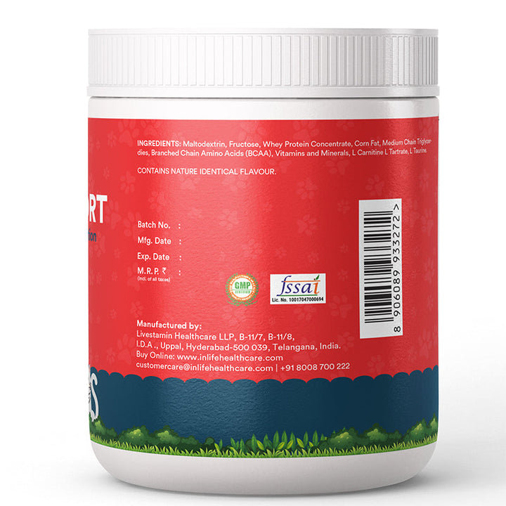 Liver Detox Supplement for Dogs Cats Pets | Liver Support Powder with Whey Protein, MCT, L-Carnitine, L-Taurine & BCAAs, 300g (Vanilla)
