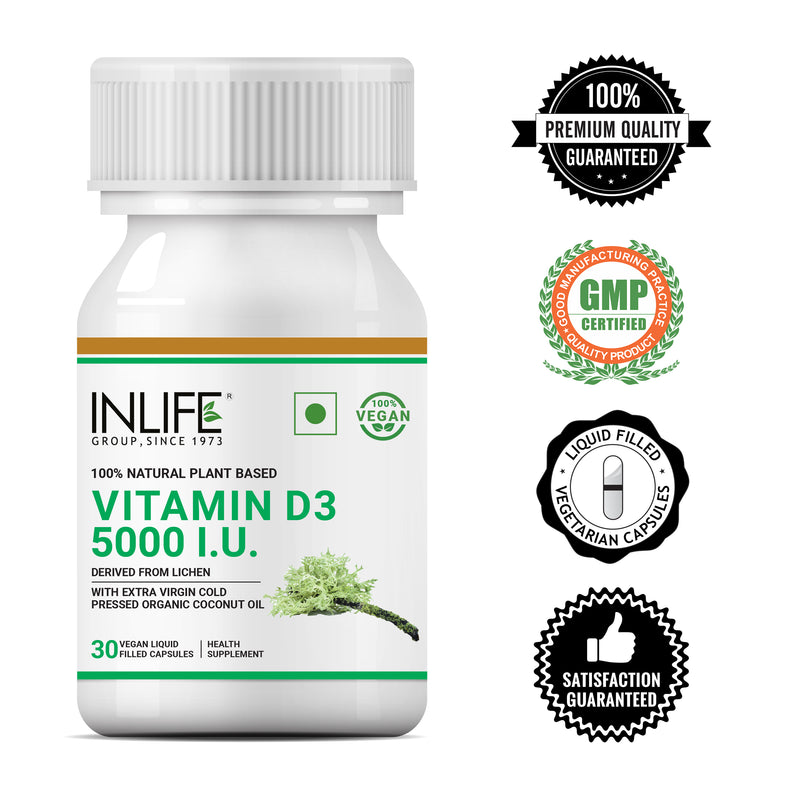 INLIFE Plant Based Vegan Vitamin D3 from Lichen 5000 IU
