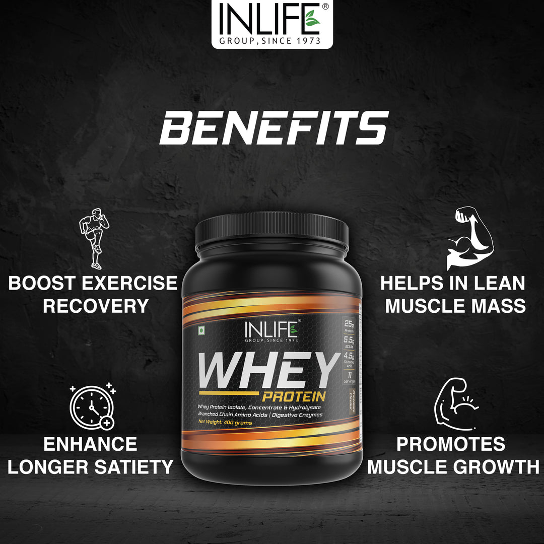 INLIFE Whey Protein Powder, Bodybuilding Supplement 400g (Chocolate)