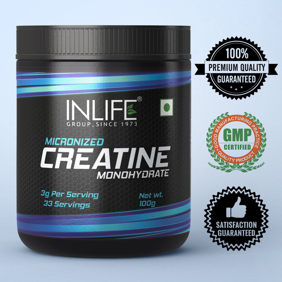 INLIFE Micronized Creatine Monohydrate Powder Supplement - 100 grams (Unflavoured)