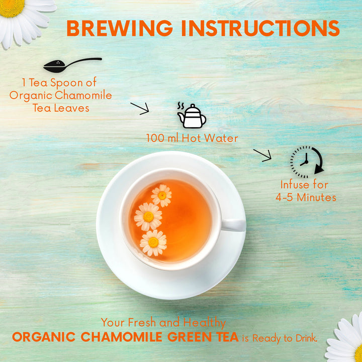 Chamomile Green Tea, Bedtime Tea for Stress Relief