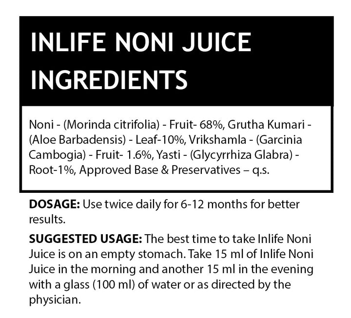 INLIFE Noni Gold Fruit Juice Concentrate with Garcinia & Aloe Vera Liquid Drink - 1 Litre