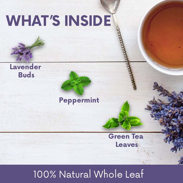 Lavender Peppermint Green Tea, Bedtime Tea for Sleep & Stress Management