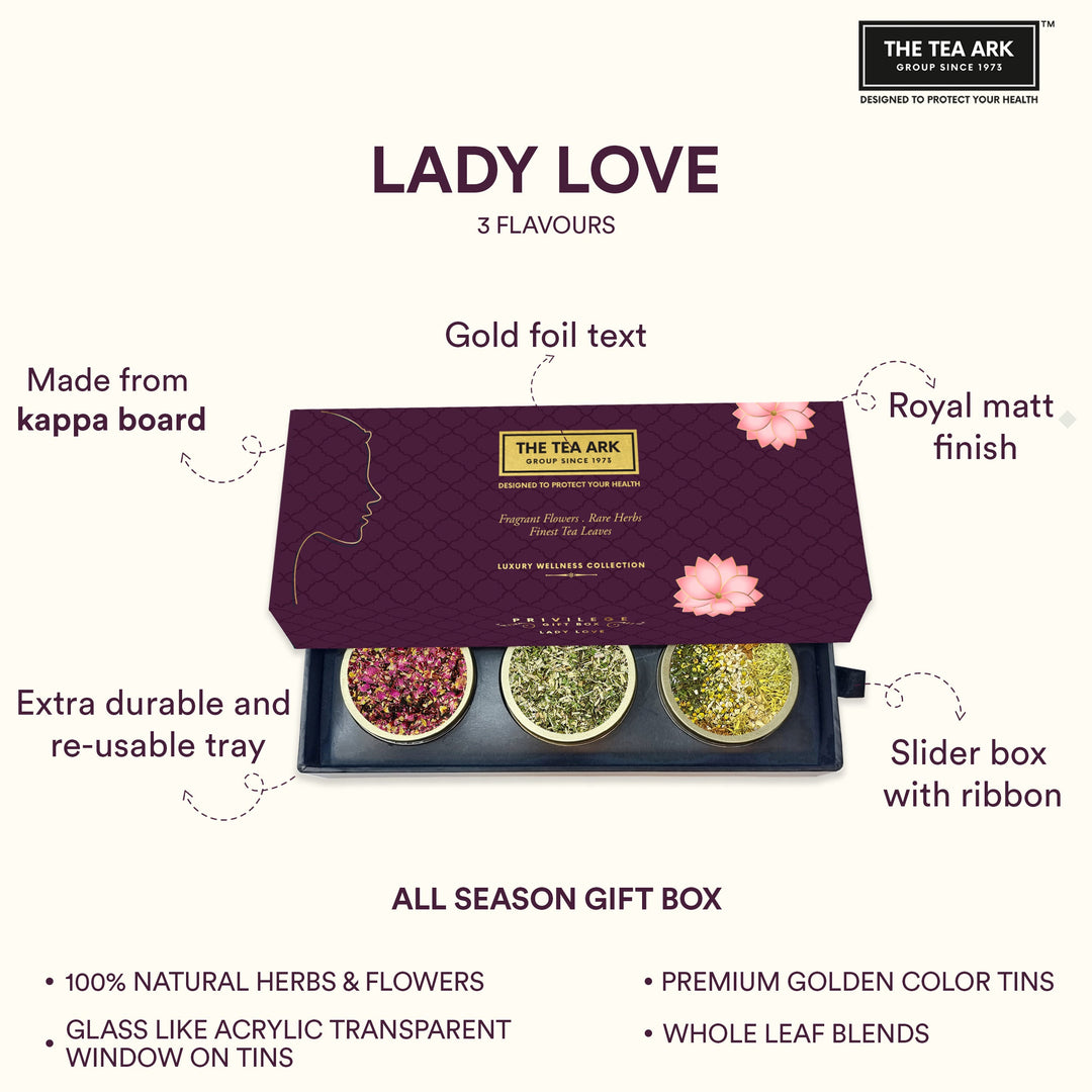 Lady Love Gift Box with 3 Different Types of Assorted Tea Flavours