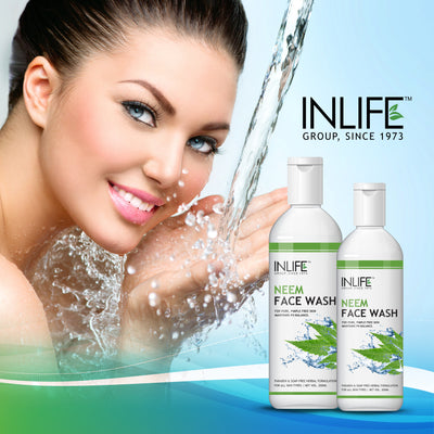 INLIFE Natural Neem Face Wash, Soap & Paraben Free for Acne & Black Spots, 200ml