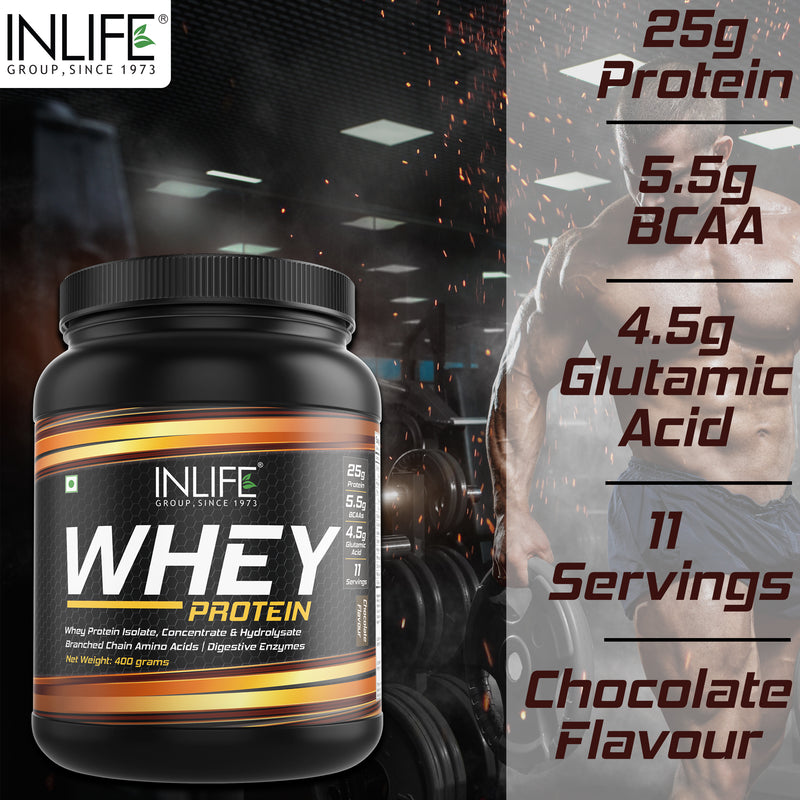 INLIFE Whey Protein Powder, Bodybuilding Supplement 400g (Chocolate)
